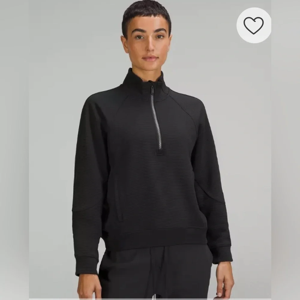 Lululemon Athletica Relaxed Fit Ribbed Black Half-Zip Pullover Size 6 NWOT - Picture 1 of 13